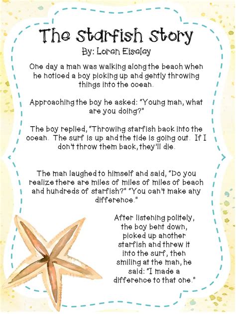 Starfish Poem Printable